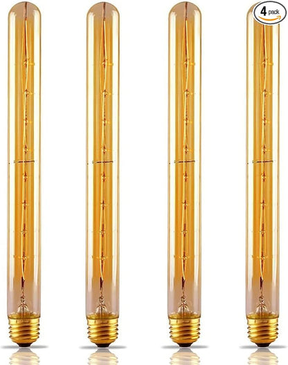 T30 Tubular Edison Light Bulb 40W Amber Vintage Edison Bulb Incandescent Filament Bulb T300 E26 2200K Dimmable Antique Golden Tinted Glass Bulb for Wall Sconce Pendant Lighting(4 Pack)