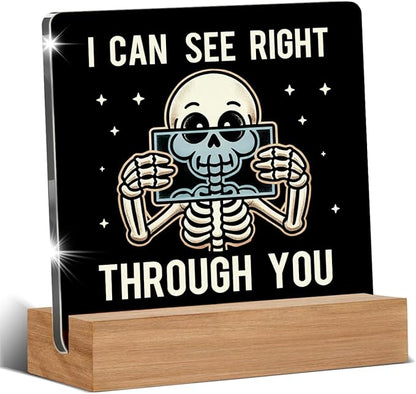 Funny Xray Tech Gifts for Women Men, Radiology Tech Gifts for Xray Tech Nurse MRI, Radiology Gift I Can See Through You Acrylic Plaque Office Desk Decor Sign 4 × 4 Inch