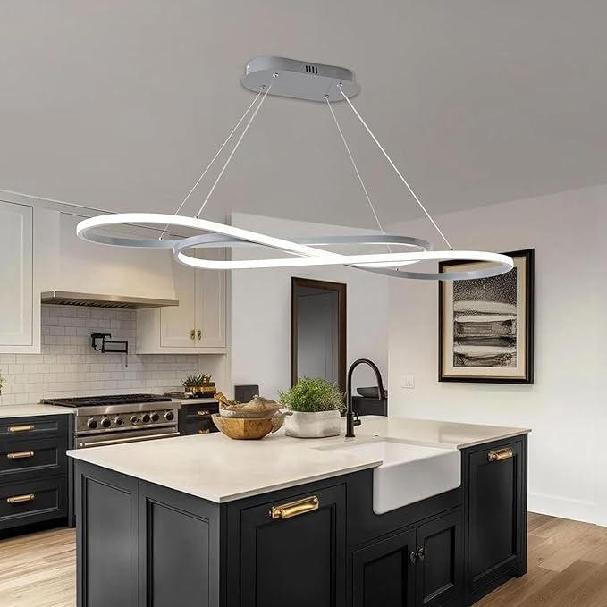 Dimmable Modern LED Chandelier Contemporary Led Pendant Light Fixture Color Temperature 3000K-4000K-5000K Creative Design Kitchen Chandelier Light Fixture Adjustable Hanging Lamp