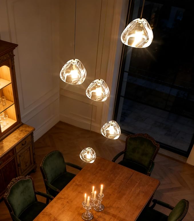 HAIXIANG Modern Glam Chandelier LED Kitchen Pendant Lights Island Lighting Remote Dimmable Fixtures Bubble Crystal Floating Chandelier Black Corner Pendants Light