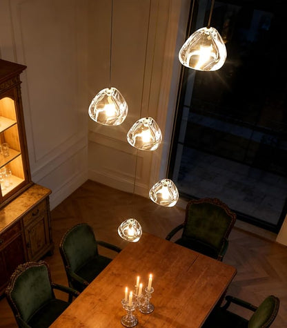 HAIXIANG Modern Glam Chandelier LED Kitchen Pendant Lights Island Lighting Remote Dimmable Fixtures Bubble Crystal Floating Chandelier Black Corner Pendants Light