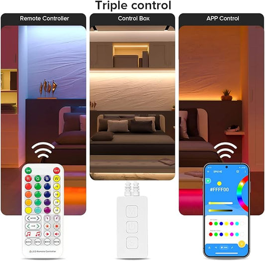 BTF-LIGHTING RGBW LED Strip Music Controller SP614E Bluetooth APP Built-in Mic Group Control for 5 pin + R G B W LED Module Strip Light Triple Control APP /3 Keys Button/IR Remote DC5V/12V/24V