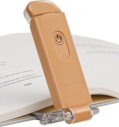 DEWENWILS USB Rechargeable Book Light for Reading in Bed, Clip-on LED Reading Lamps Portable Bookmark Lights for Kids, Book Lovers, Warm White, Brightness Adjustable for Eye Protection (Mocha)
