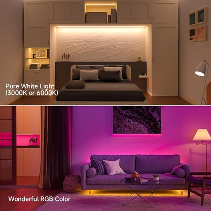 BTF-LIGHTING UL Listed RGBW LED Strip Lights,5050 4 Colors in 1 RGB + 2700K-3000K Warm White,24V DC,16.4ft/5m 60LEDs/m 12mm Black PCB, IP30 for Home Decoration(No Adapter or Controller)
