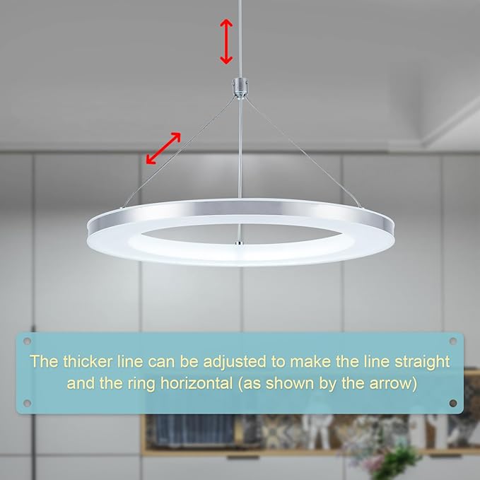 CHYING LED Pendant Lights Kitchen Island, 11.8" 15W Cool White Modern Ring Chandelier, Adjustable Height Silver Hanging Pendant Ceiling Light for Dining Room Bedroom Hallway Entryway, 6500K