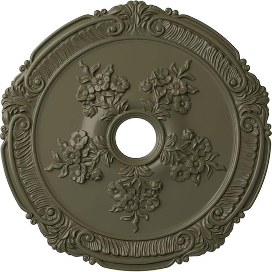 Ekena Millwork CM26ATPTF 26" x 3-3/4" x 1-1/2" Attica With Rose Ceiling Medallion, Painted Turtle