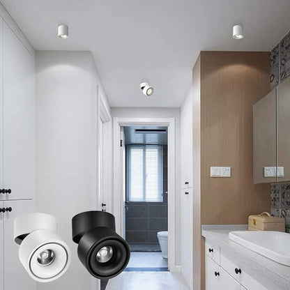 Dimmable Ceiling Spotlight,Indoor 360°Adjustable Surface Mounted LED 10W COB Ceiling Downlight-Wall Lamp for Picture Background Wall Display Lighting(Natural Light 4000K,White)