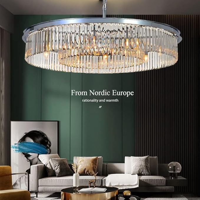 Chrome Crystal Chandeliers Modern Contemporary Ceiling Lights Fixtures Pendant Lighting for Dining Living Room Chandelier D43