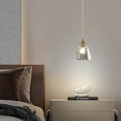 Vintage Pendant Light Mini Glass Pendant Lights 5.9 Inch Gold Hanging Lamp Antique Brass Hanging Light for Living Room Dining Room Bedroom Bathroom Hallway Entryway Kitchen Island