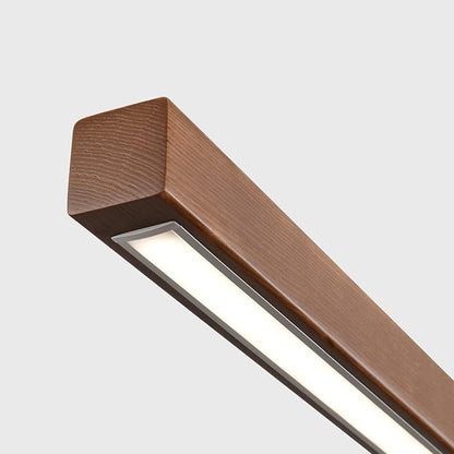 47 Inch Wood Linear Pendant Light Dimmable LED Kitchen Island Lighting with Remote Adjustable Hanging Chandelier for Dining Room Bar Pool Table 30W Modern Farmhouse Fixture Walnut Color