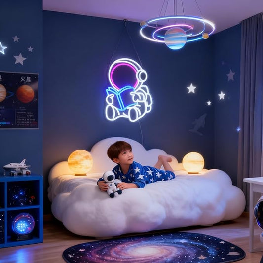 Astronaut Book Neon Sign, Astronaut Led Sign, Custom Neon Sign, Book Store Wall Decor Kid's Room Game Room Wall Art Decor,Bookish LED Sign, Bookworm Reader Club Wall Decor Christmas Birthday Gifts