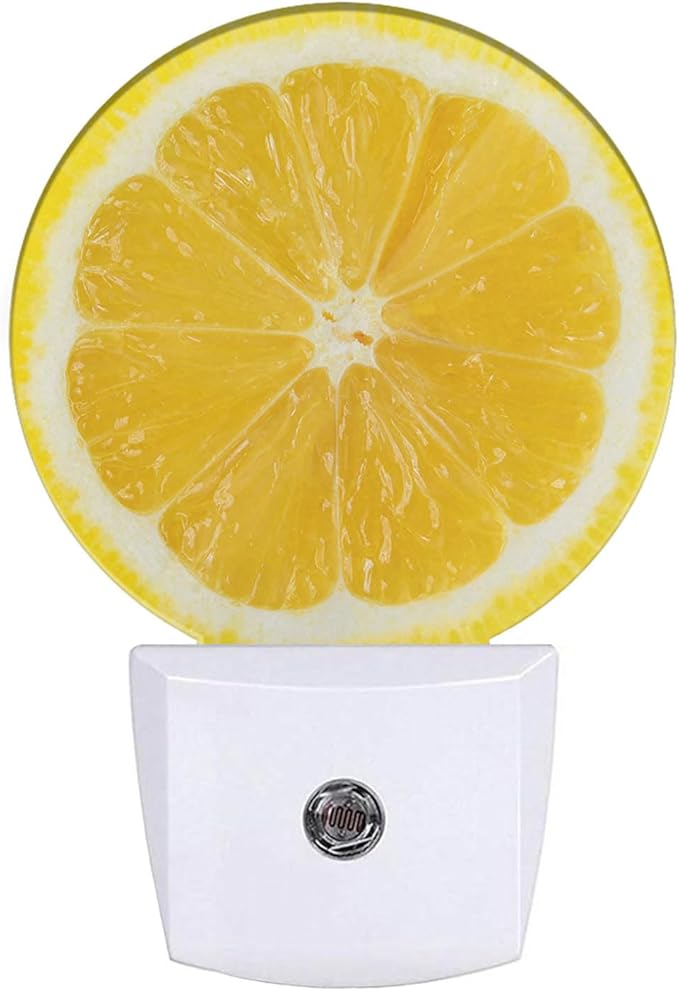 EKOBLA Plug-in Fresh Lemon Slice Night Light, Dusk to Dawn Sensor, Soft Warm LED Lighting, Cute Fruit Design Nightlight Decor for Bedroom Bathroom Hallway