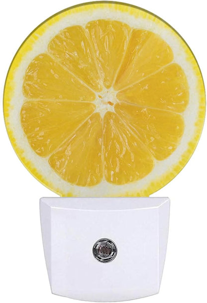 EKOBLA Plug-in Fresh Lemon Slice Night Light, Dusk to Dawn Sensor, Soft Warm LED Lighting, Cute Fruit Design Nightlight Decor for Bedroom Bathroom Hallway
