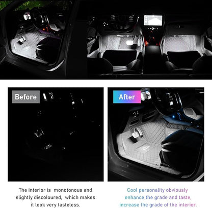 Ohleats Car LED Strip Light, 48 LED RGB Auto Interior Atmosphere Lights, Cigarette Lighter Under Dash Ambient Night Light, Interior Lamp Lighting Kit (White, Cigarette Lighter)