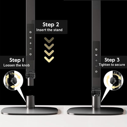 LitONES LED Desk Lamp for Home Office, Professional Eye-Caring Diffused Desk Light, 3 Color 10 Brightness Computer Light, Dimmable Office Lamp with Memory & Timer Func, Metal Swing Arm Table Lamp