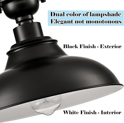 SAMTEEN Farmhouse Black Semi Flush Mount Ceiling Light 2 Pack Modern Barn Ceiling Light Fixtures 12-Inch Matte Black Flush Mount Light for Hallway Bedroom Kitchen Loft