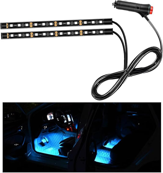 Ohleats Car LED Strip Light, 24 LED RGB Auto Interior Atmosphere Lights, Cigarette Lighter Under Dash Ambient Night Light, Interior Decorative Lamp Lighting Kit Car Accessories (Ice Blue)