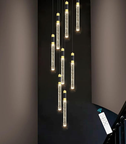 8-Lights 98 Inches Modern Chandelier LED Light Fixtures Adjustable Long Light Chandelier for Hallway Foyer Dimmable Lights with Remote Dining Kitchen Ceiling Pendant Lighting