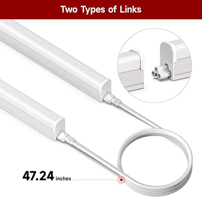 12 Pack 4FT T5 LED Shop Light, 20W, 5000K 2200LM, Linkable Utility Fixture for Under Cabinet, Kitchen, Garage, Basement, Workshop Lighting, Easy Installation, Plug & Play