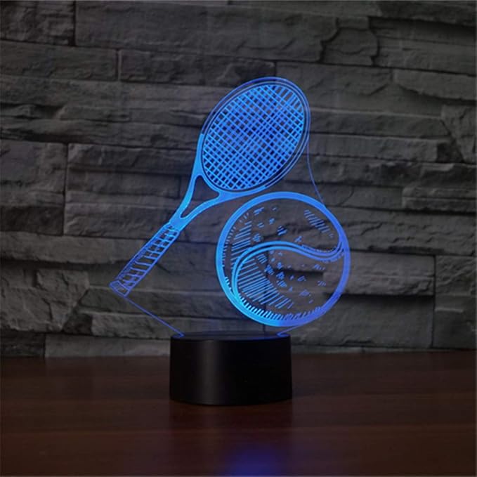 Tennis 3D Illusion Night Light,16 Colors Change Smart Touch & Remote Control,Home Decor LED Bedside Table Desk Lamp,Christmas Birthday Gift for Girls Boys Kids Adults Friends & Family