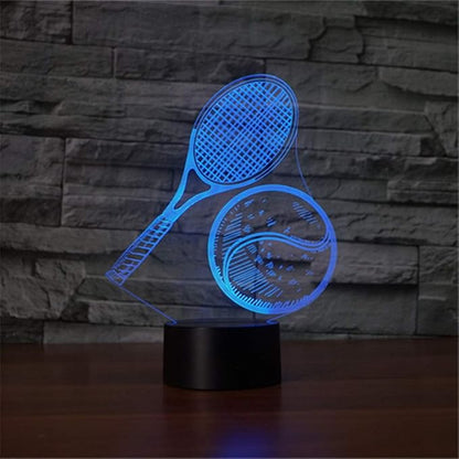 Tennis 3D Illusion Night Light,16 Colors Change Smart Touch & Remote Control,Home Decor LED Bedside Table Desk Lamp,Christmas Birthday Gift for Girls Boys Kids Adults Friends & Family