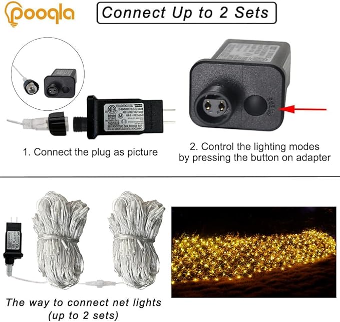 Warm White Net Lights Outdoor, 300 LED Christmas Net Mesh Lights for Bushes 15x5ft, 8 Modes Waterproof Twinkle String Light Connectable Plug in for Christmas Hedge Yard Garden Party Decor