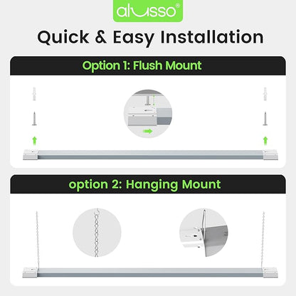 ALUSSO® LED Shop Lights 4FT with Reflector, 5000LM Super Bright, Adjustable 3000K-5000K Color Temperature, 120V, Warm to Cool Daylight Linkable Shop Lights for Workshop/Basement, 4 Pack