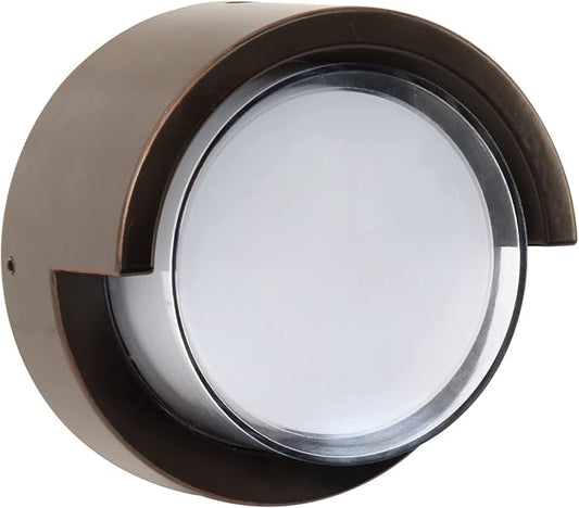 Feit Electric Outdoor LED Wall Sconce, Round Wall Mount Light Fixture, Dusk-to-Dawn, 5000K Daylight, Hardwired, Bronze Finish, Polycarbonate Lens, 50,000-Hour Lifetime, S5RWM/850/DD/BZ