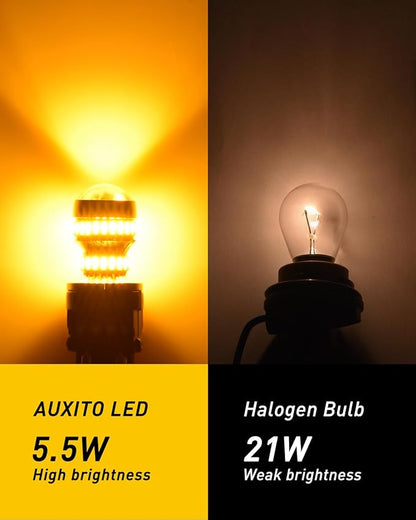 AUXITO Upgraded 1157 LED Bulb Amber Yellow Super Bright 2057 2357 7528 BAY15D LED Replacement Light Kit for Front Rear Turn Signal Light Blinker Parking DRL Tail Lights, Pack of 2