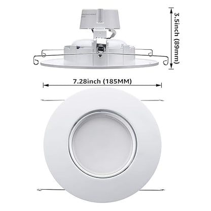 TORCHSTAR 5/6-Inch Retrofit LED Gimbal Downlight, 900lm, 13W (100W Equiv.), UL & Energy Star Certified Dimmable Recessed Light, CRI90+, 5000K Daylight, 5 Years Warranty