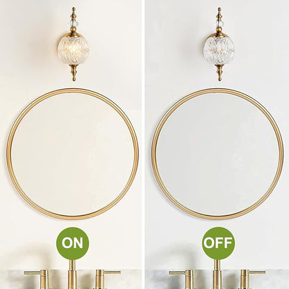 Vintage Bathroom Wall Sconces, 1-Light Wall Light Fixtures with Crystal Glass Shade Retro Bathroom Vanity Light Fixtures for Bedroom Living Room Farmhouse Dinning Room