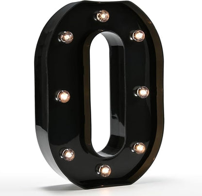 OYCBUZO Light Up Black Alphabet Marquee Letters Sign LED Marquee Number Lights Sign for Night Light Home Bar Christmas Lamp Birthday Party Wedding Decoration O