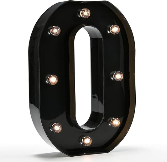 OYCBUZO Light Up Black Alphabet Marquee Letters Sign LED Marquee Number Lights Sign for Night Light Home Bar Christmas Lamp Birthday Party Wedding Decoration O