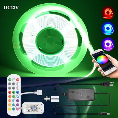 RGB COB Led Strip Light 16.4FT/5M, 576Leds/M, 24V Color Changing Led Strip Lights Dimmable with APP Control, Music Sync, Flexible Led Tape Light for Room Decor