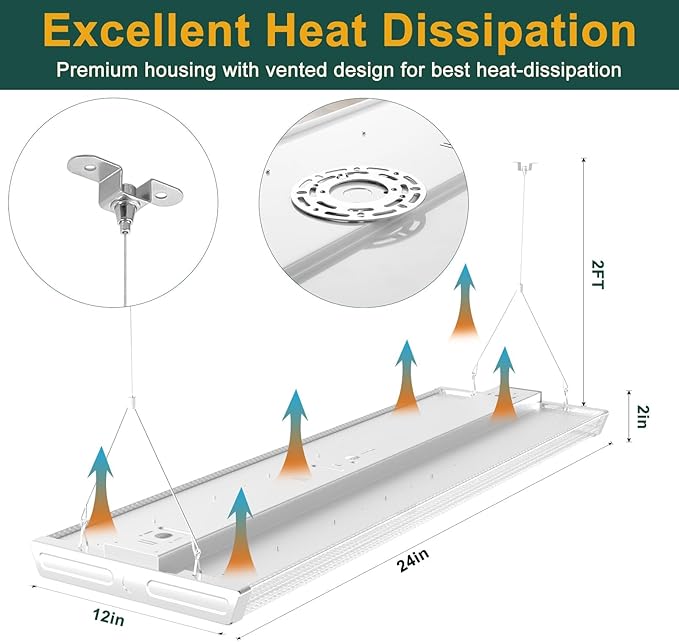 2FT 200W LED Commercial Linear High Bay Light 28000LM[Eqv.960W MH/HPS],AC100-277V【Driver Equipped】 5000K,Linear Hanging High Bay Light-2Pack