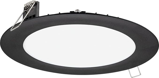 Juno LED Recessed Lights 6 Inch Round Wafer Downlight, 5-in-1 Switchable White Color Temperature, 120 Volts, 6-Inch Ultra-Thin Flat Trim, Matte Black (WF6 SWW5 90CRI MB M6)