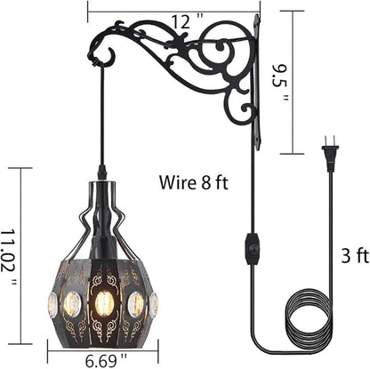 YLONG-ZS 2PK Crystal Plug in Wall Sconce Hanging Lamp Shelf Dimmable Wall Sconces Adjustable Wall Lights with Wall Sconces Wall Mount Plug in Lamps for Bedroom Living Room