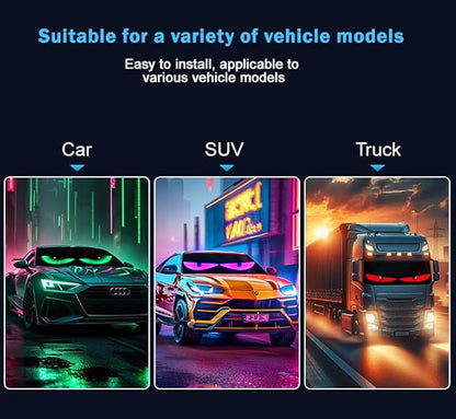 LED Devil Eye Lights for Windshield, LEDs Flexible APP Control Programmable LED Sign for Car Truck Motorcycle RV Window, Custom Animated Eyes Matrix Panel with Remote
