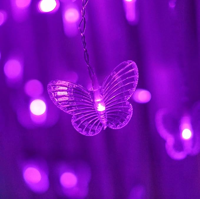 Butterfly Curtain Fairy String Lights, 120LED 8 Modes USB Powered Timer Firefly Twinkle Light with Romote, 14.7FT Copper Wire Hanging Decoration for Room, Wedding, Bedroom, Party, Christmas Decor