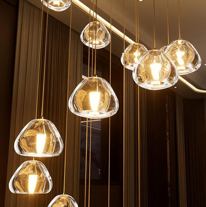 HAIXIANG LED Chandeliers for Dining Room Adjust High Ceiling Chandelier Light Fixtures Entrance LED Dimmable Ceiling Pendant Drops Light Remote Lights for Living Room Stairwell 2700K 6000K