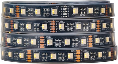 BTF-LIGHTING RGBW LED Strip Lights,UL Listed,5050 4 Colors in 1 RGB + 2700K-3000K Warm White,12V DC,16.4ft/5m 60LEDs/m 12mm Black PCB, IP67 Waterproof for Home Decoration(No Adapter or Controller)