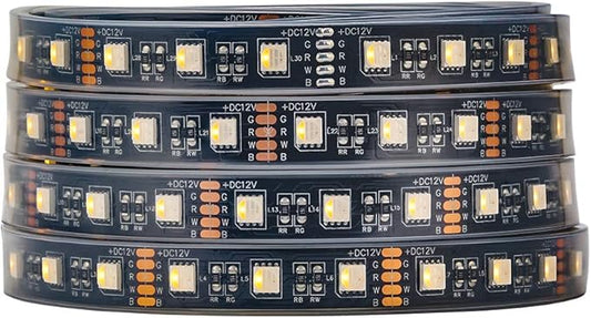 BTF-LIGHTING RGBW LED Strip Lights,UL Listed,5050 4 Colors in 1 RGB + 2700K-3000K Warm White,12V DC,16.4ft/5m 60LEDs/m 12mm Black PCB, IP67 Waterproof for Home Decoration(No Adapter or Controller)