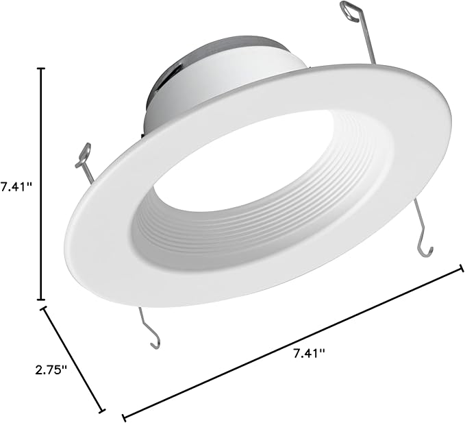 NICOR Lighting DLR56 (v5) 5in/6in 800 Lumen Recessed LED Downlight, 2700K White Baffle (DLR565081202KWHBF)