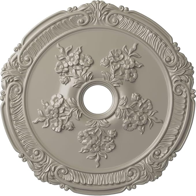Ekena Millwork CM26ATPWS - 26"OD x 3 3/4"ID x 1 1/2"P Attica with Rose Ceiling Medallion (Fits Canopies up to 4 1/2") - Ceiling Medallion, Pearl White