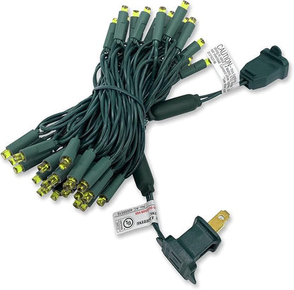 UL Listed 50 Count 5MM Wide Angle Led Christmas Lights Set,Outdoor Mini Led String Lights for Garden Patio Trees Lighting Decorations,17 Feet Green Wire (Yellow Color)