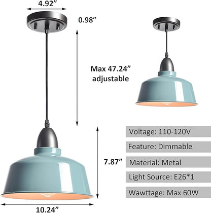 Modern Farmhouse Blue Pendant Lights Kitchen Island Macarons Dome Pendant Light for Home Bar Countertop Canteen Dining Room Bedroom Restaurant Bathroom