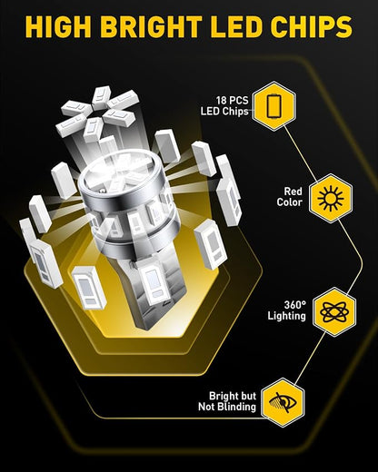 AUXITO Latest 194 LED Bulbs Red, Canbus Error Free 168 2825 T10 W5W LED Bulb for Car Dome Door Map Courtesy Trunk Cargo License Plate Exterior Lights, Pack of 2