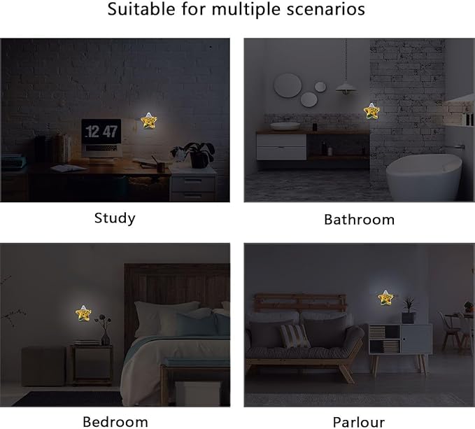 Sunflower Field Plug in LED Night Light Lamp with Dusk to Dawn Sensor for Hallway, Kitchen, Bathroom, Bedroom - Star Shaped Decor