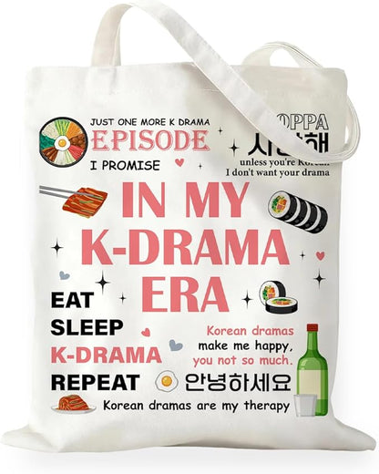 K-Pop Gift Tote Bag for Kpop Music Lover Korean Drama Canvas Tote Bag Gift for K-Pop Lover, Double-Sided Print Bags