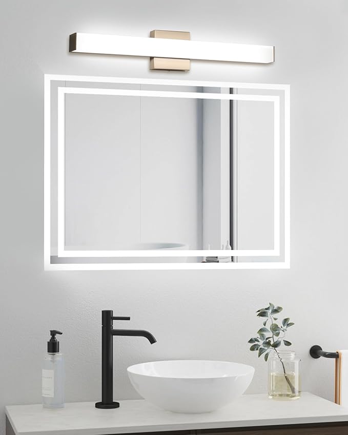 Bathroom Vanity Light Brushed Nickel Square LED 24 inch 14W 4000K Natural White Light Wall Bar Lighting Fixtures Over Mirror (Brushed Nickel, 24inch 4000K Dimmable)